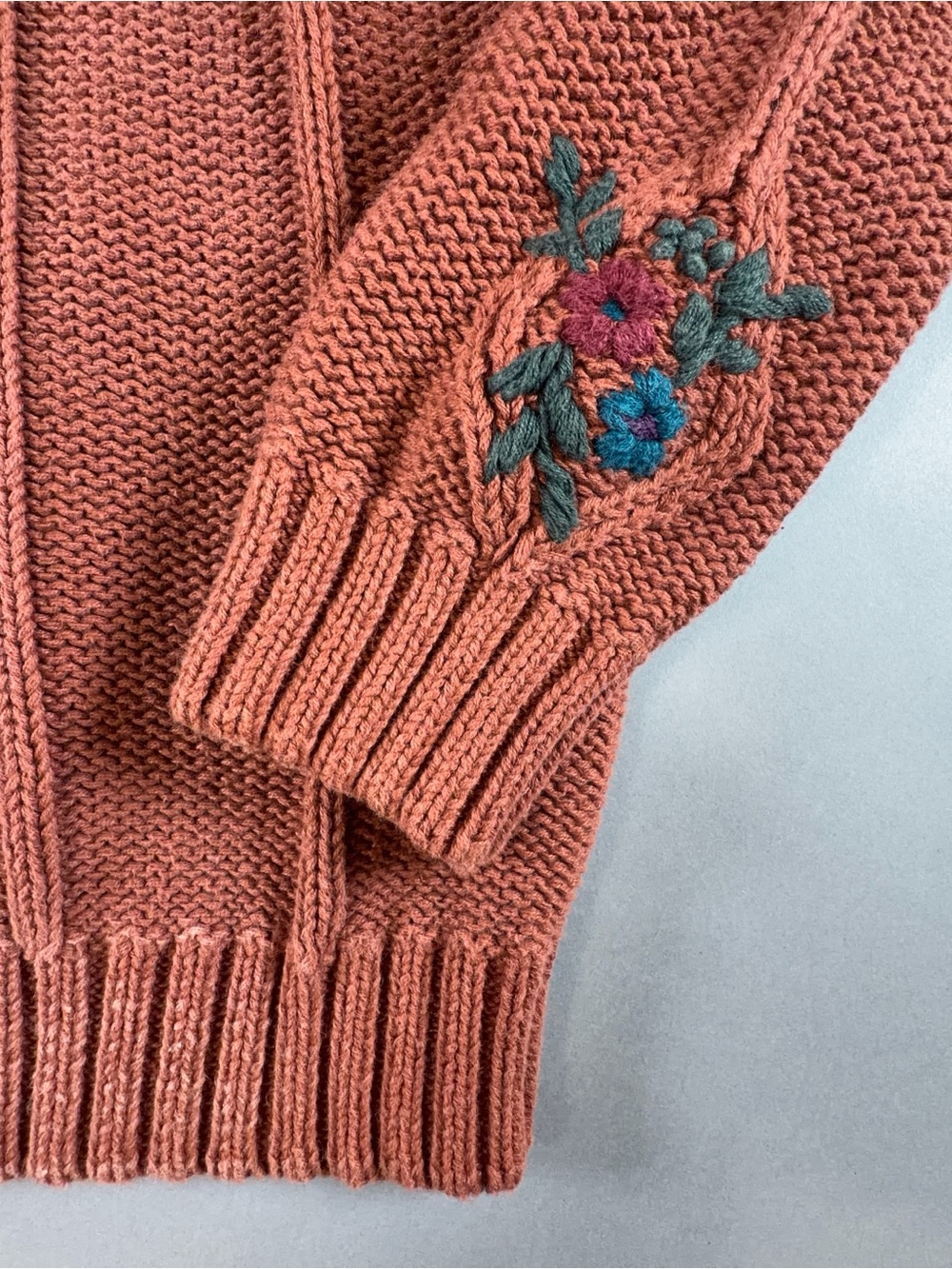 Vintage Lord Isaacs 80s 90s Floral Embroidered Ramie Cotton Style Sweater M/L - Picture 3 of 11